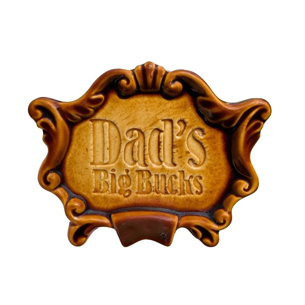 Vintage Dad's Big Bucks Pocket Change Dish Coin Tray Keys Trinket Father's Day